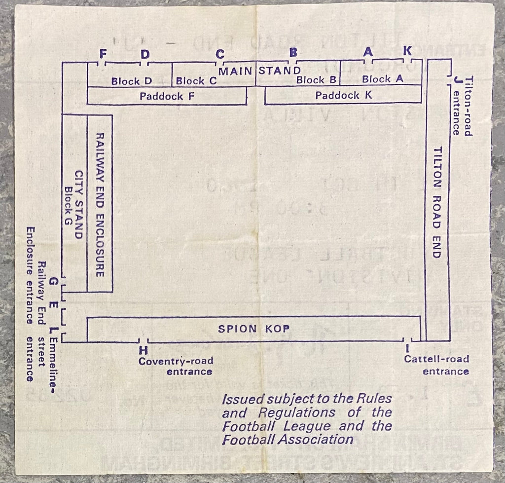 1980/81 ORIGINAL DIVISION 1 TICKET BIRMINGHAM CITY V ASTON VILLA