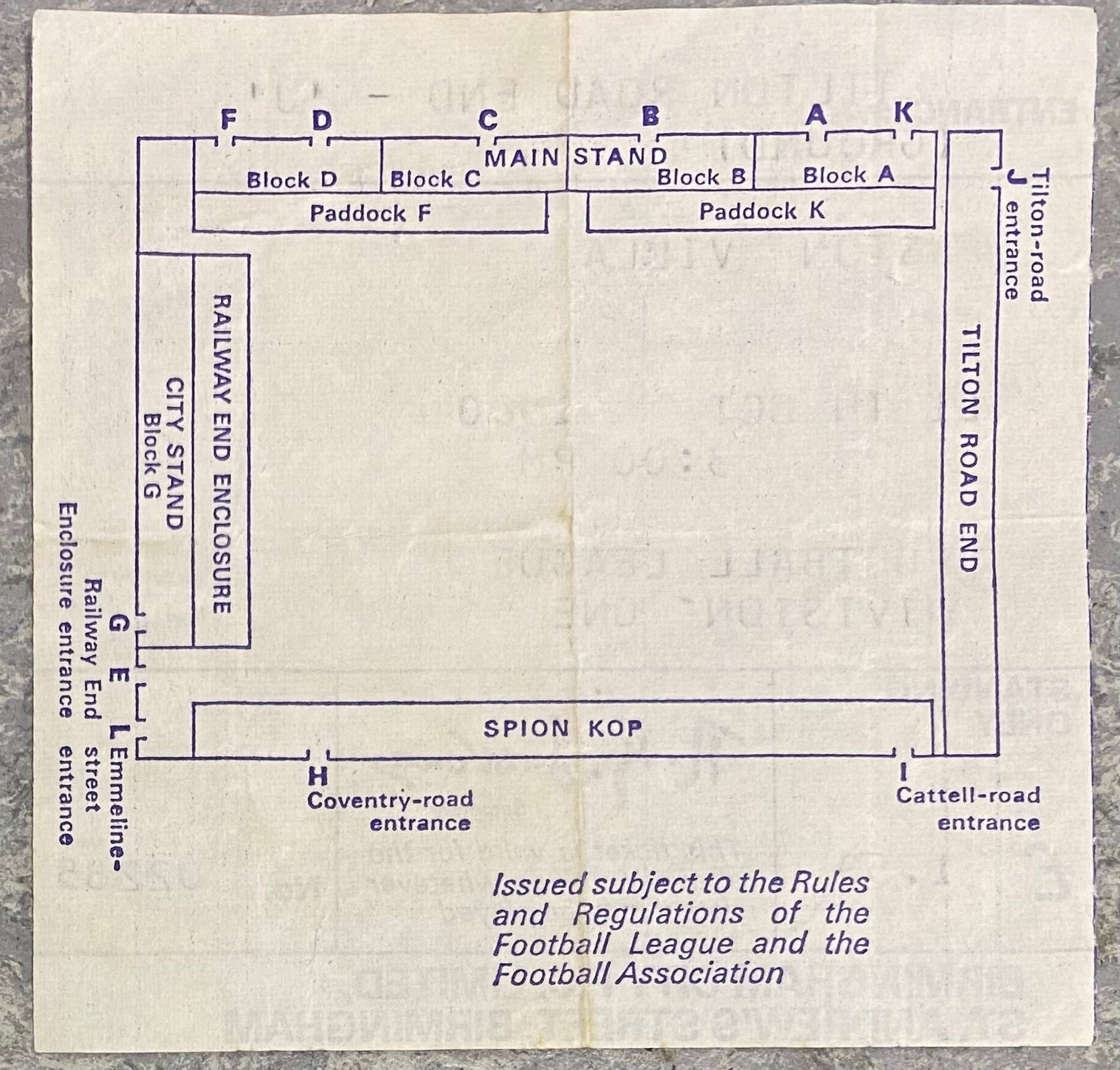 1980/81 ORIGINAL DIVISION 1 TICKET BIRMINGHAM CITY V ASTON VILLA
