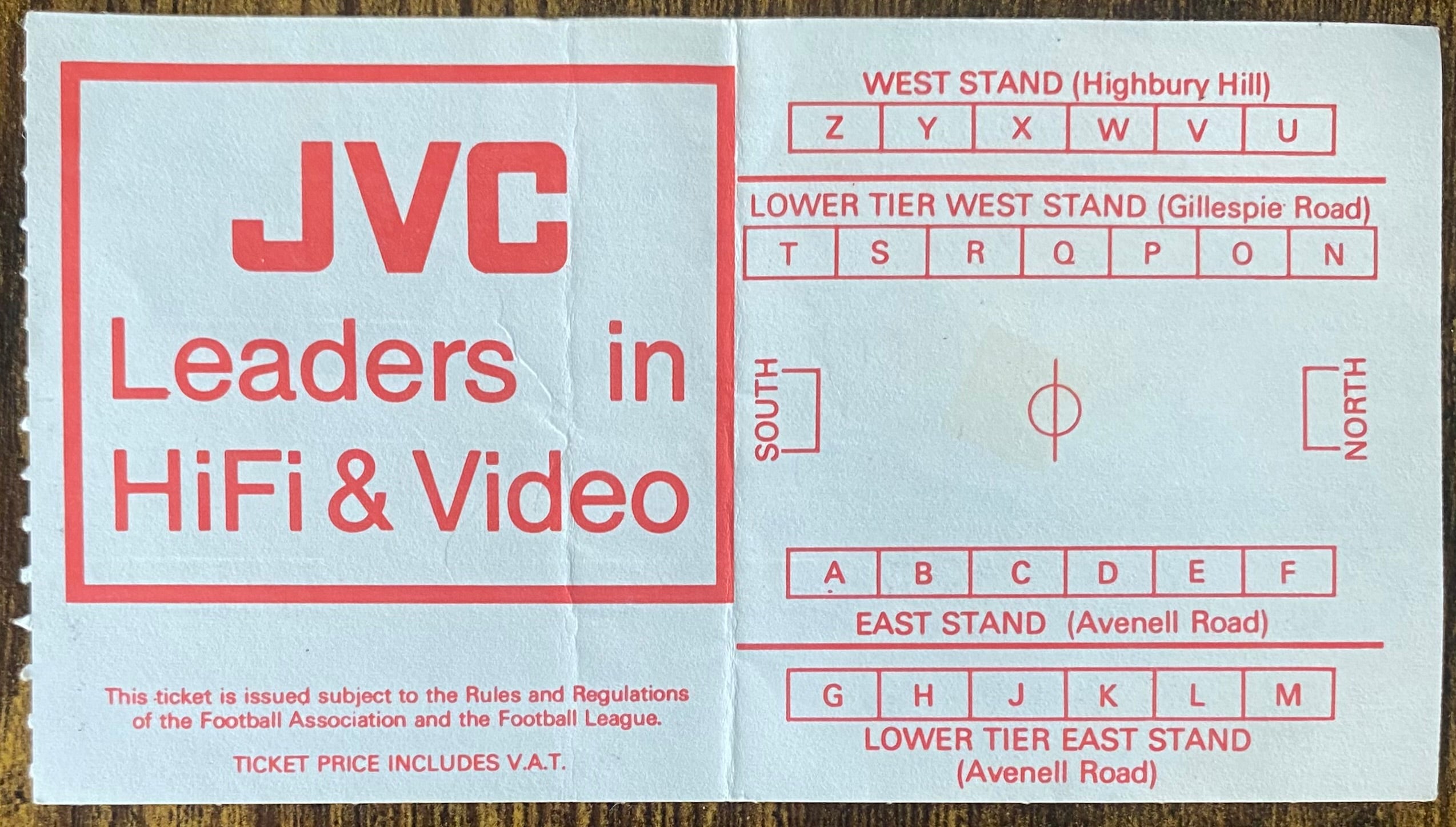 1981/82 ORIGINAL LEAGUE CUP 4TH ROUND TICKET ARSENAL V LIVERPOOL