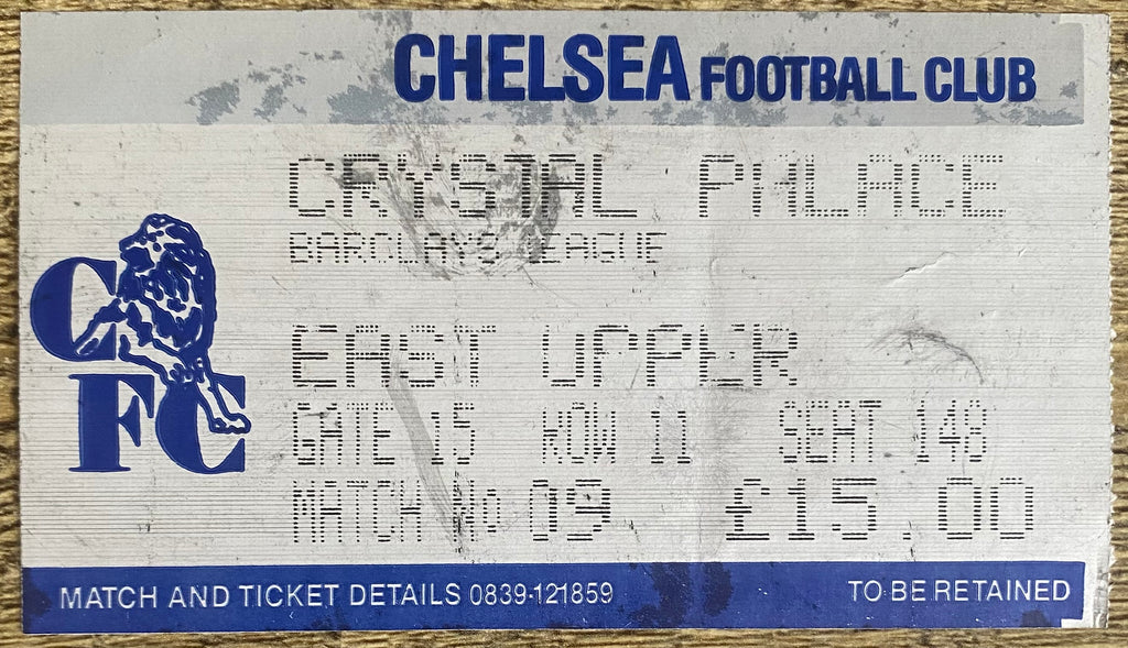 1990/91 ORIGINAL DIVISION ONE TICKET CHELSEA V CRYSTAL PALACE