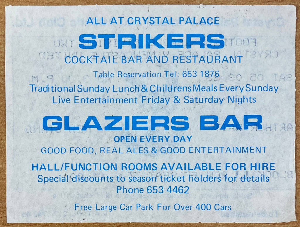 1982/83 ORIGINAL DIVISION 2 TICKET CRYSTAL PALACE V NEWCASTLE UNITED