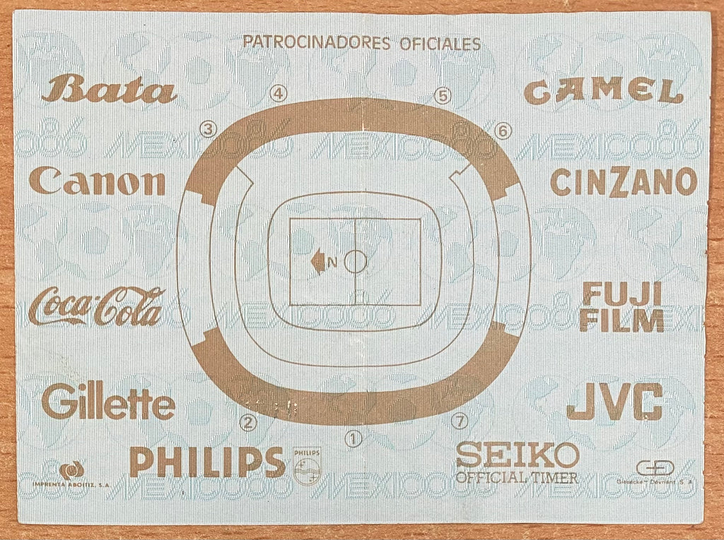 1986 ORIGINAL WORLD CUP 2ND ROUND TICKET MEXICO V BULGARIA @ MEXICO CITY