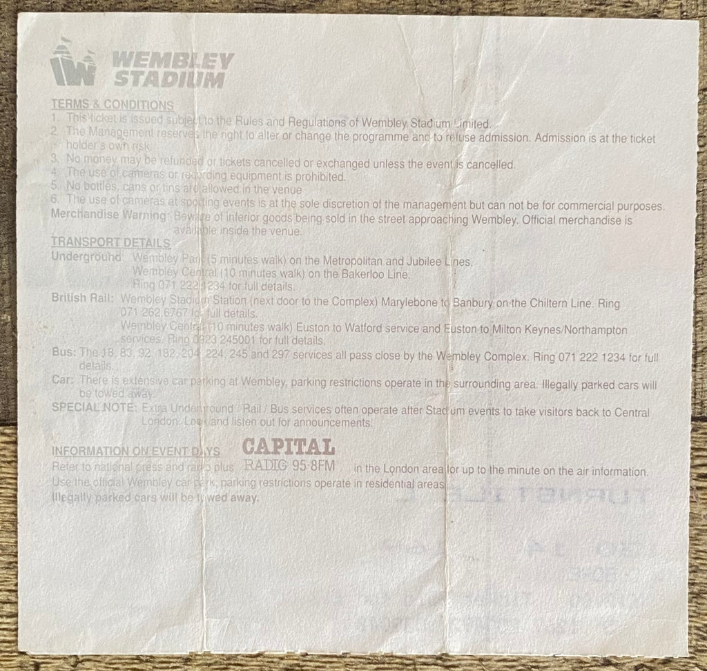 1992 ORIGINAL INTERNATIONAL TICKET ENGLAND V BRAZIL