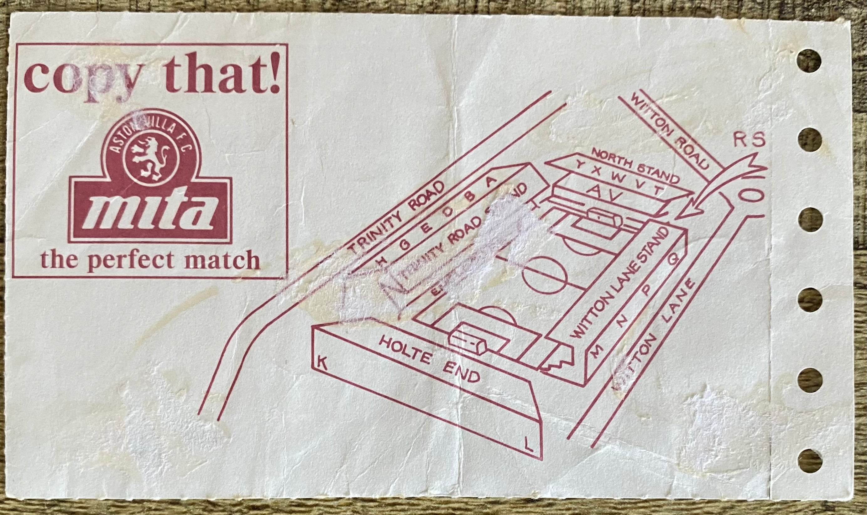 1990/91 ORIGINAL DIVISION 1 TICKET ASTON VILLA V MANCHESTER CITY