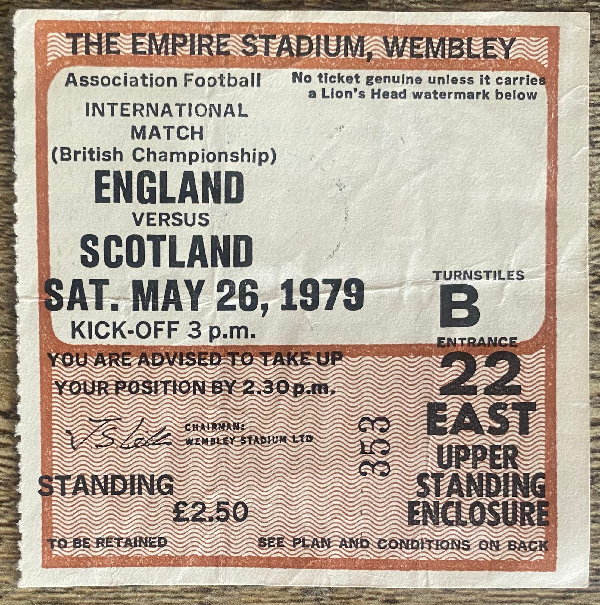 1979 ORIGINAL BRITISH HOME CHAMPIONSHIPS TICKET ENGLAND V SCOTLAND