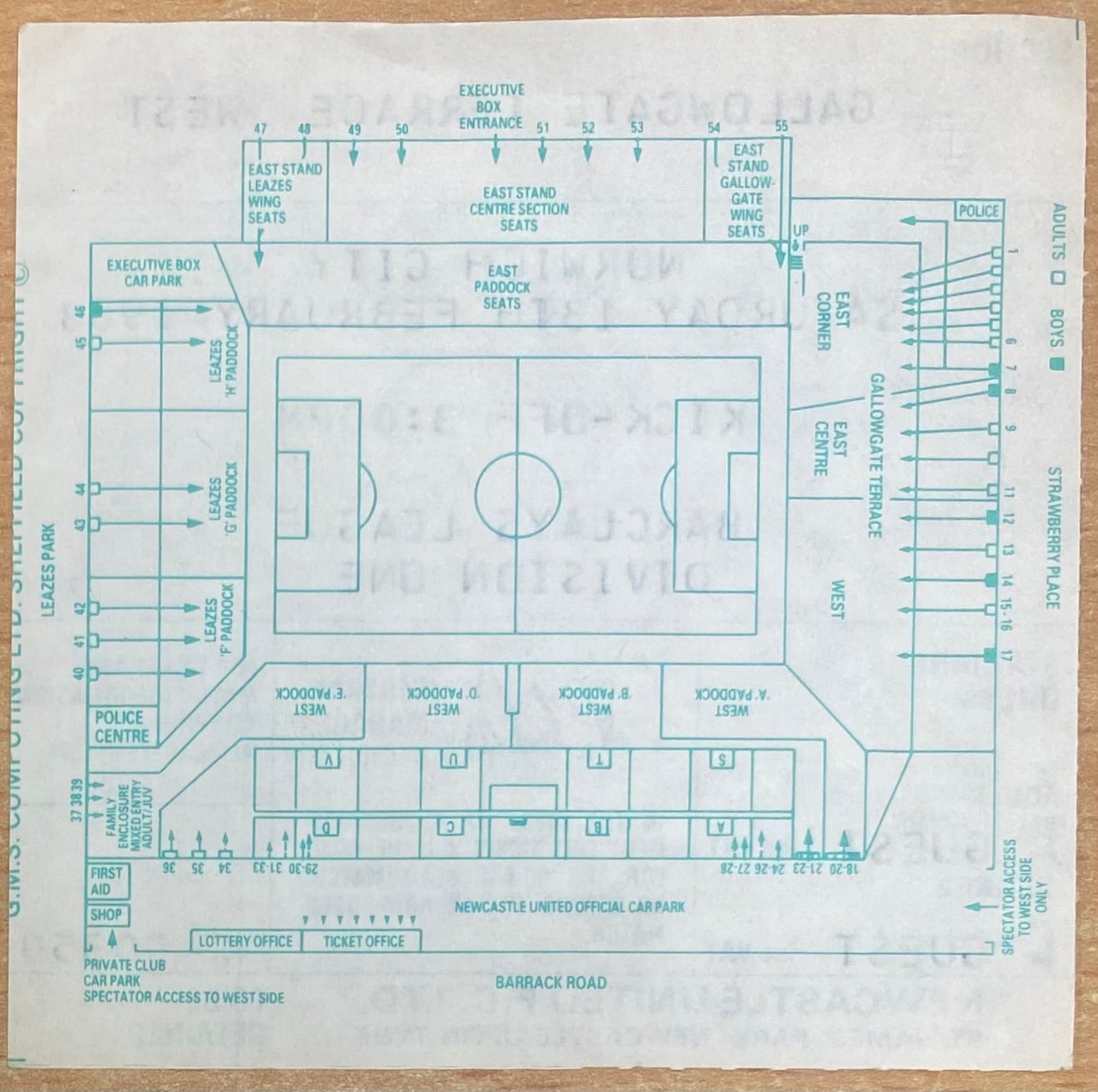 1987/88 ORIGINAL DIVISION 1 TICKET NEWCASTLE UNITED V NORWICH CITY
