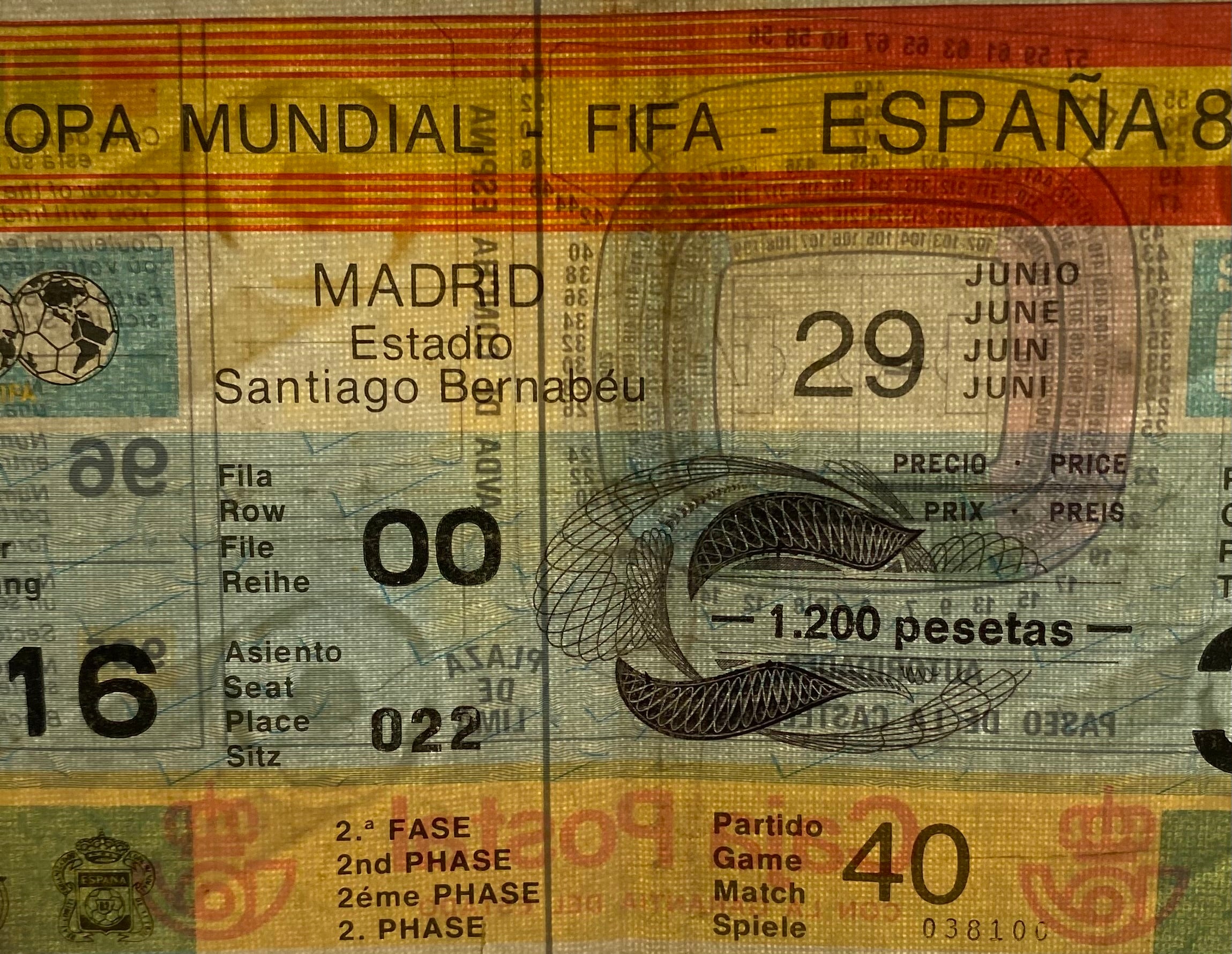 1982 ORIGINAL WORLD CUP 2ND PHASE TICKET WEST GERMANY V ENGLAND @ MADRID