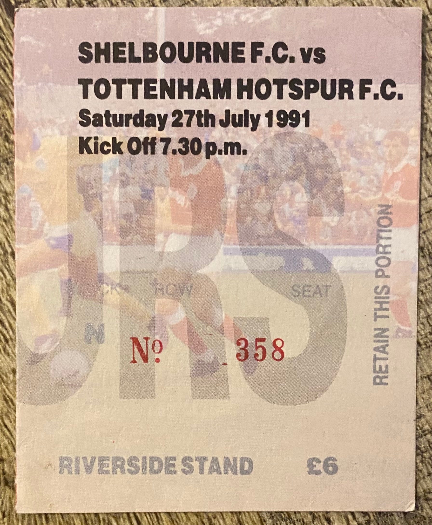 1991 ORIGINAL FRIENDLY TICKET SHELBOURNE V TOTTENHAM HOTSPUR