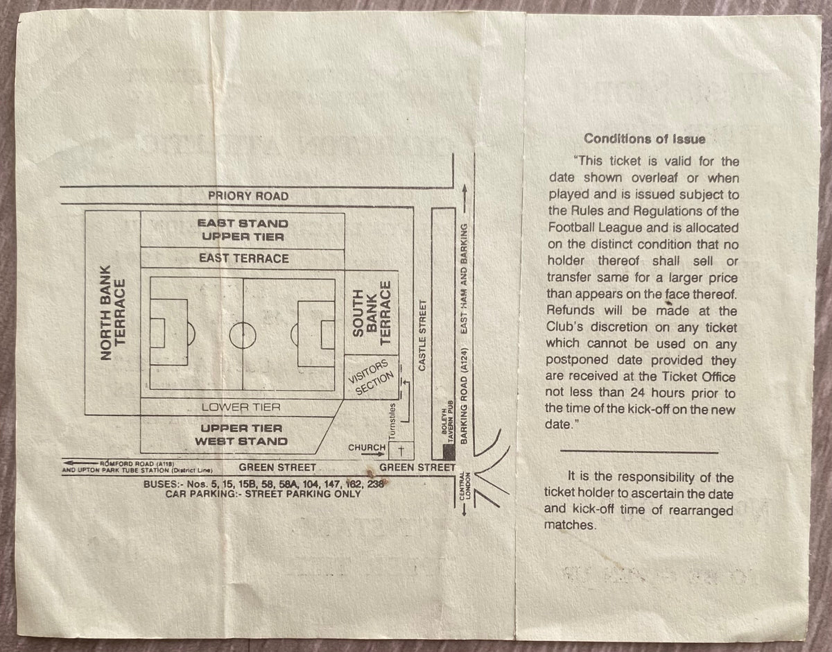 1991/92 ORIGINAL DIVISION 2 UNUSED TICKET CHARLTON ATHLETIC V SWINDON TOWN