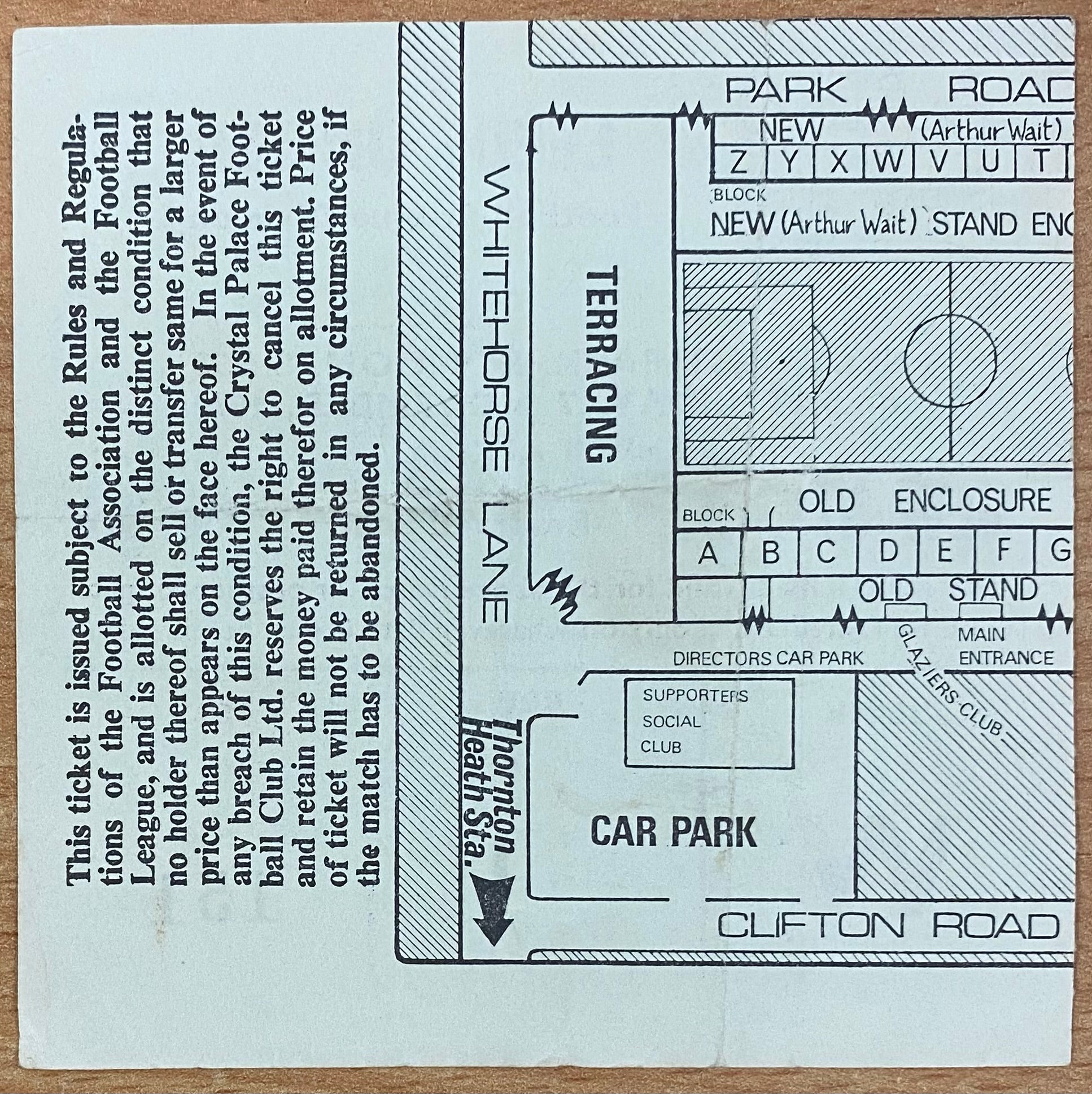 1970/71 ORIGINAL DIVISION 1 TICKET CRYSTAL PALACE V LEEDS UNITED