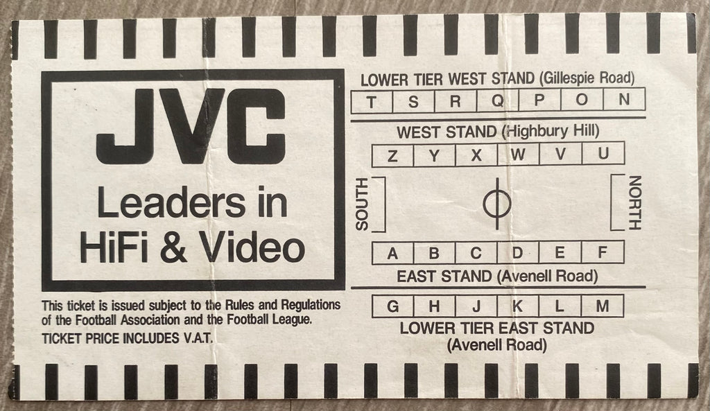 1986/87 ORIGINAL LITTLEWOODS CUP 4TH ROUND TICKET ARSENAL V CHARLTON ATHLETIC