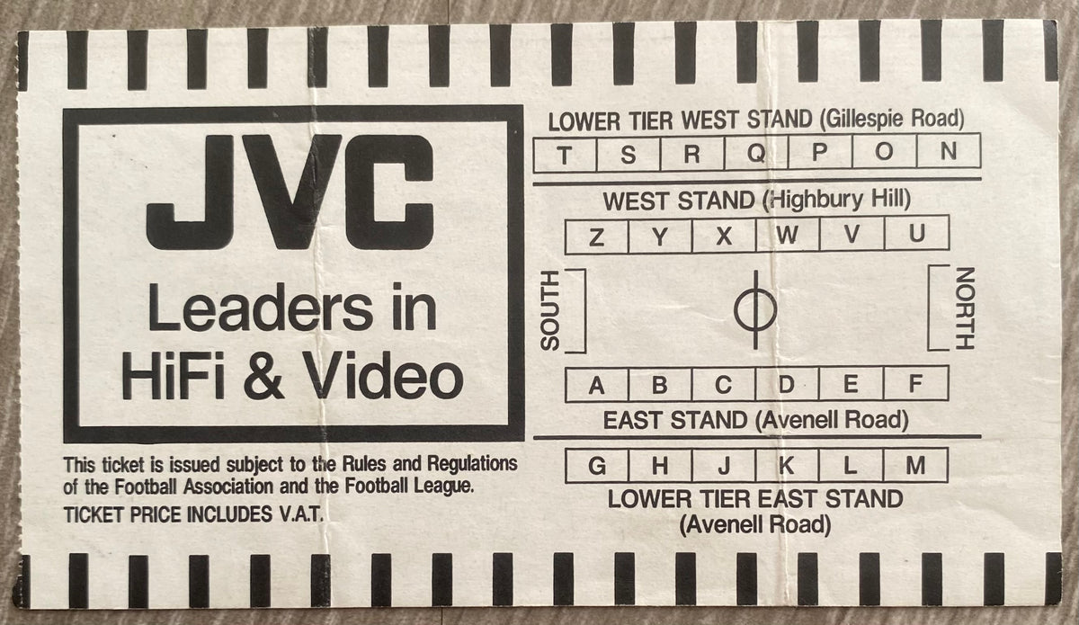 1986/87 ORIGINAL LITTLEWOODS CUP 4TH ROUND TICKET ARSENAL V CHARLTON ATHLETIC