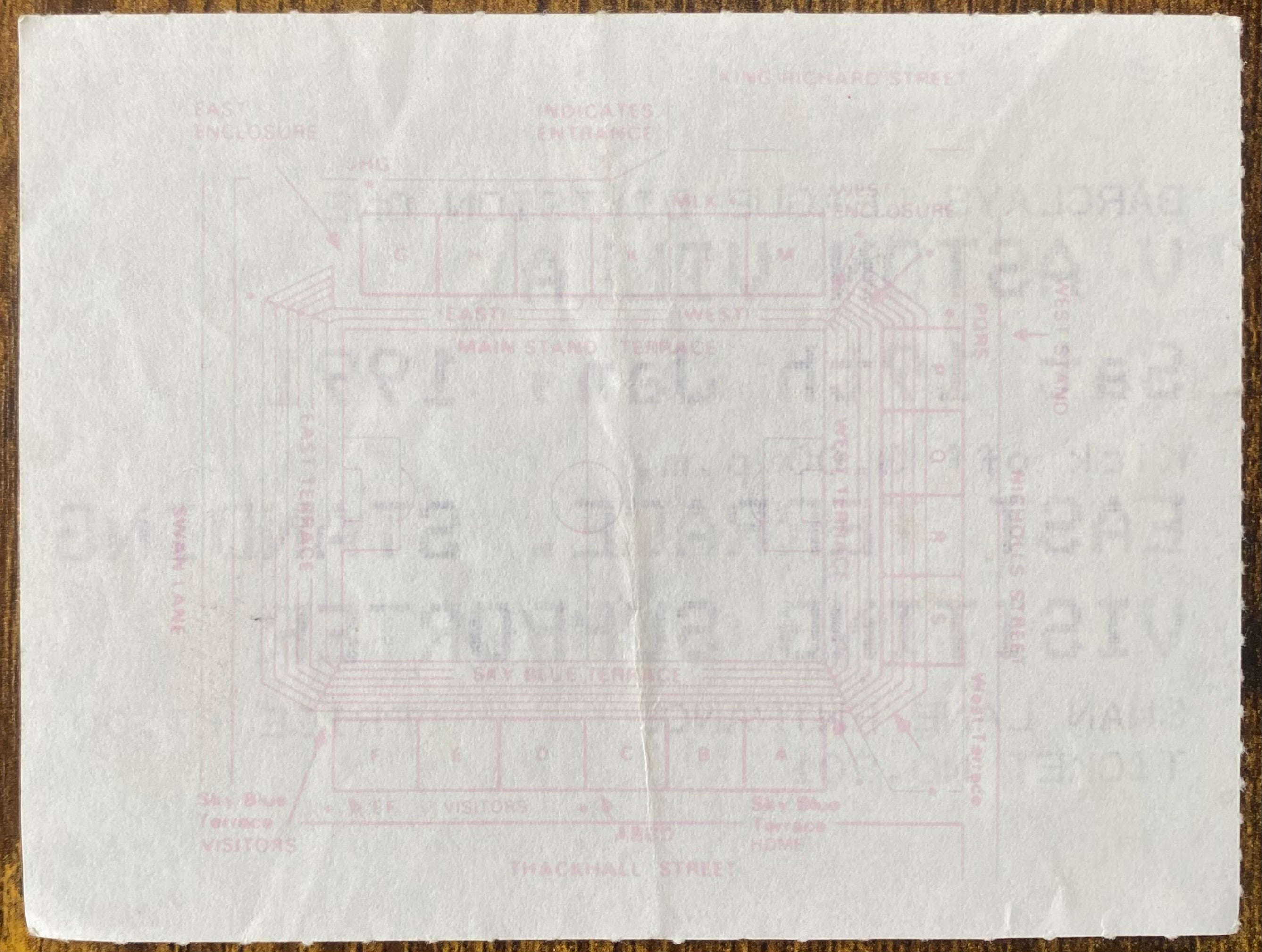 1990/91 ORIGINAL DIVISION 1 TICKET COVENTRY CITY V ASTON VILLA