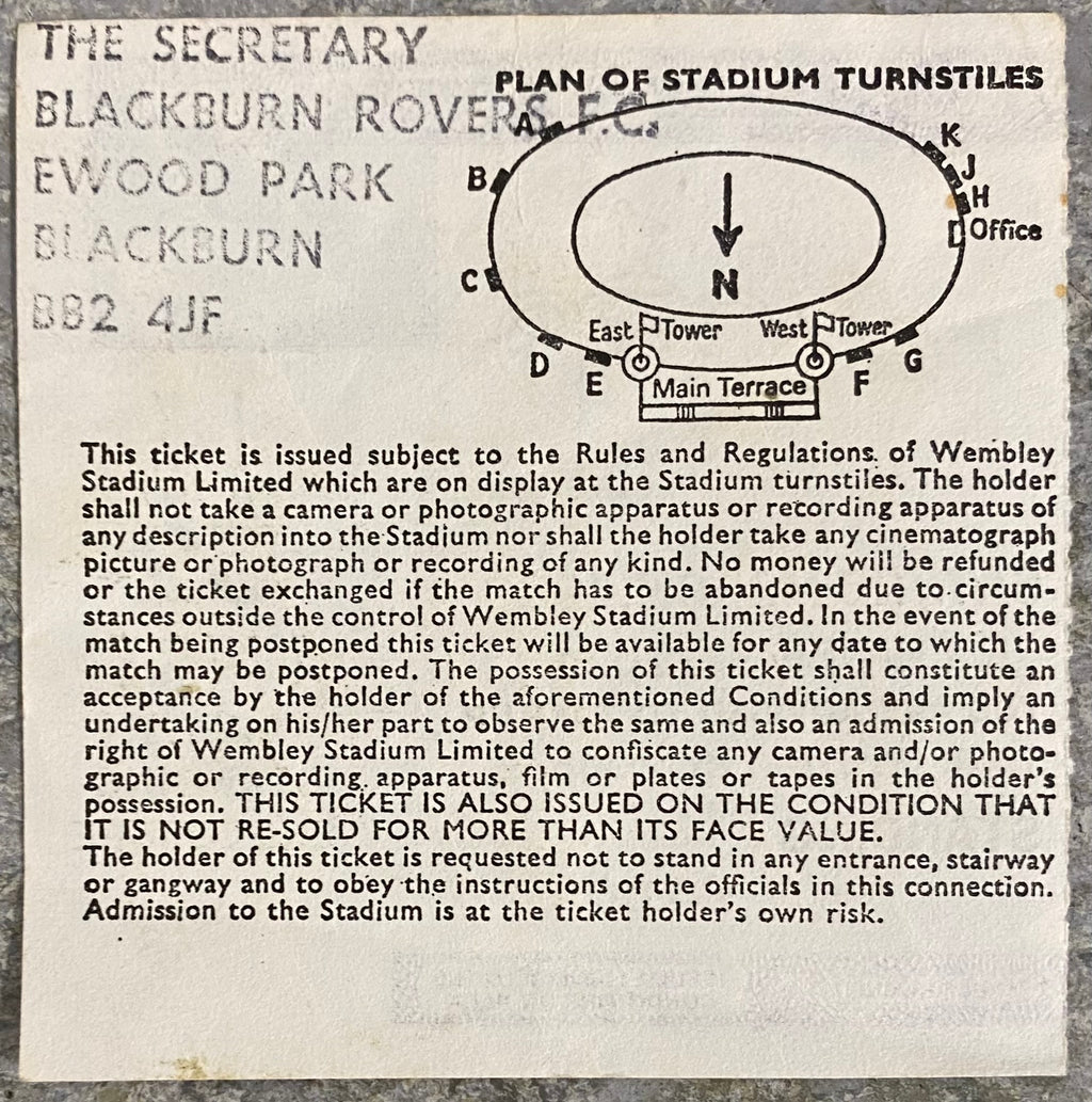 1983 ORIGINAL MILK CUP FINAL TICKET LIVERPOOL V MANCHESTER UNITED