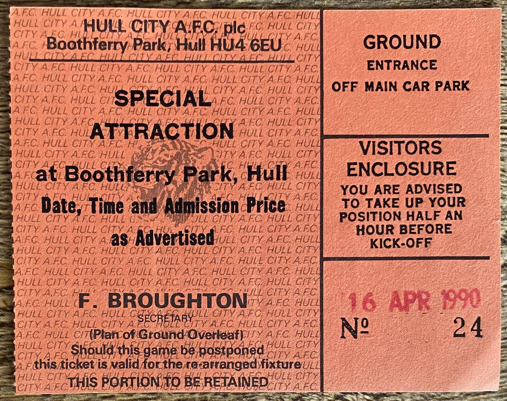 1989/90 ORIGINAL DIVISION 2 TICKET HULL CITY V WOLVERHAMPTON WANDERERS