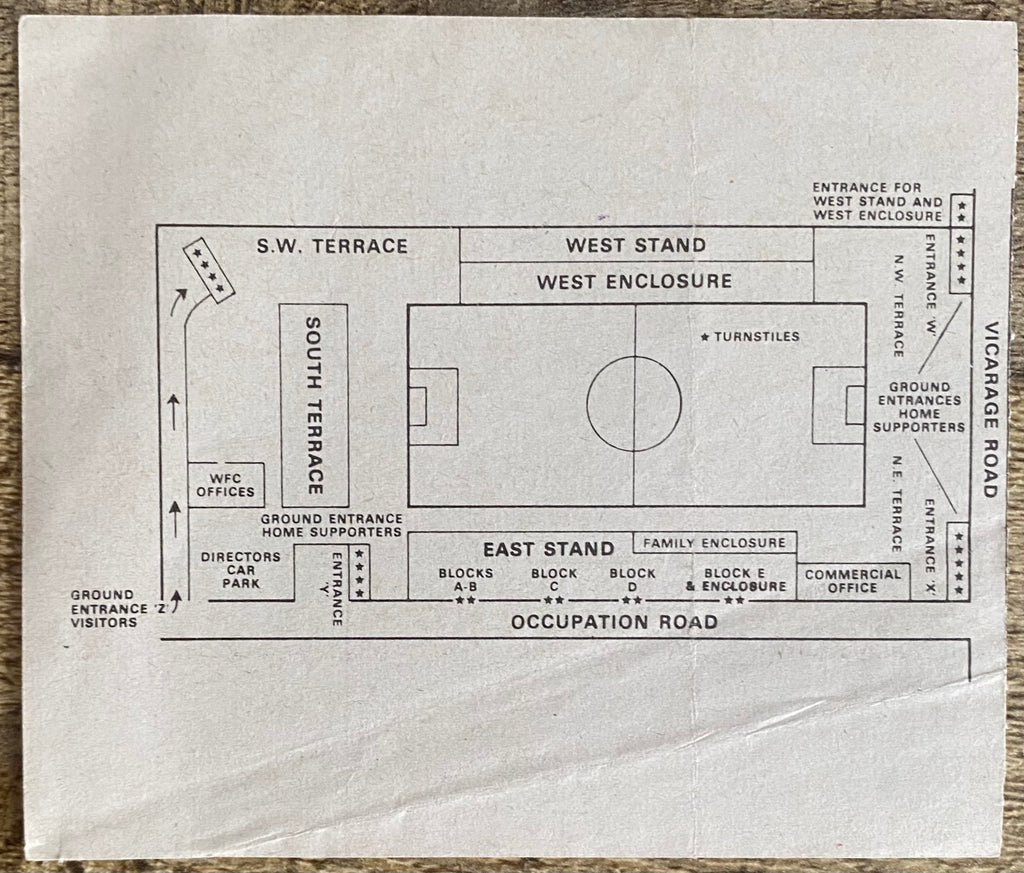 1980/81 ORIGINAL DIVISION TWO TICKET WATFORD V WEST HAM UNITED