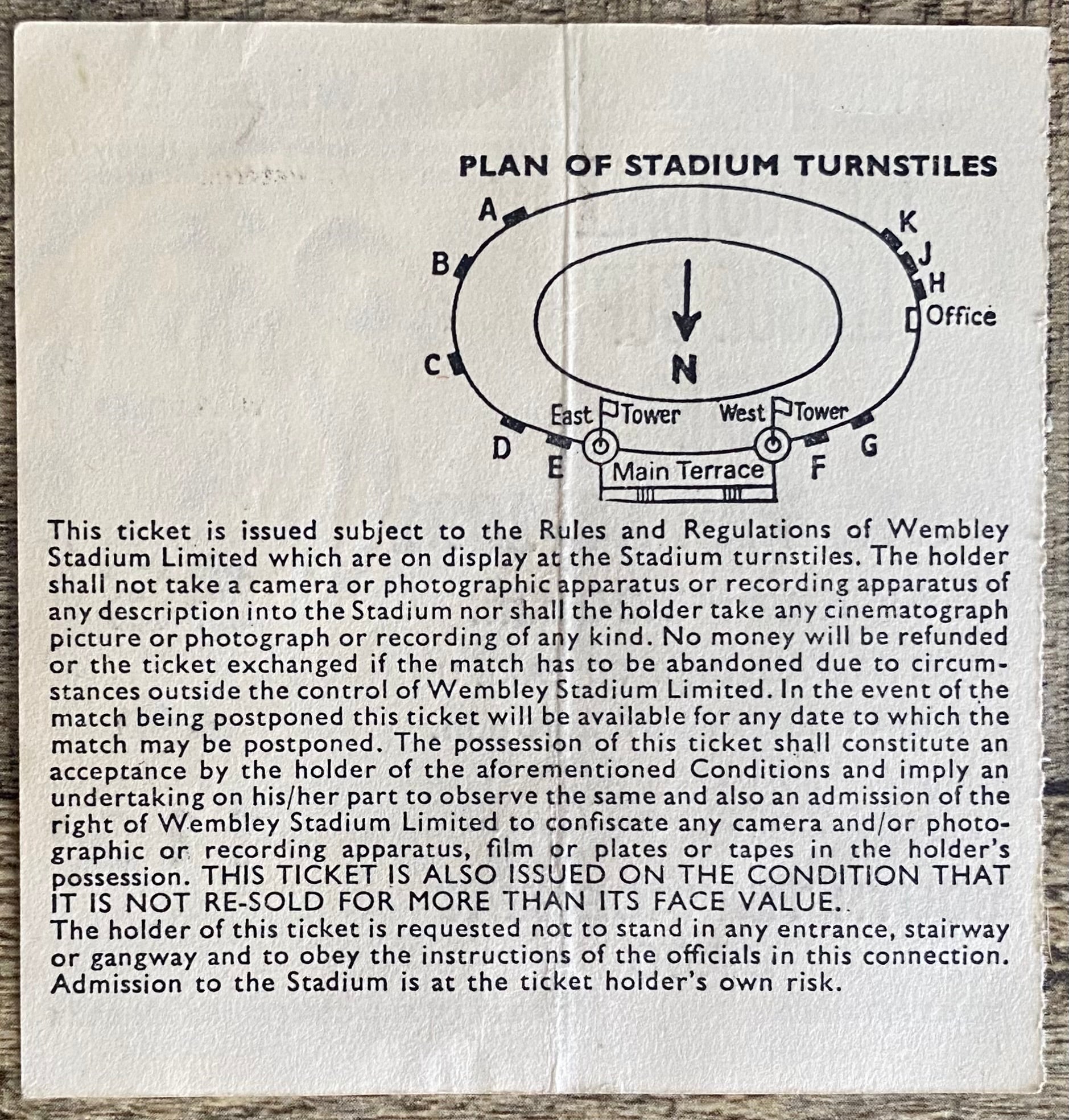 1981 ORIGINAL LEAGUE CUP FINAL TICKET LIVERPOOL V WEST HAM UNITED
