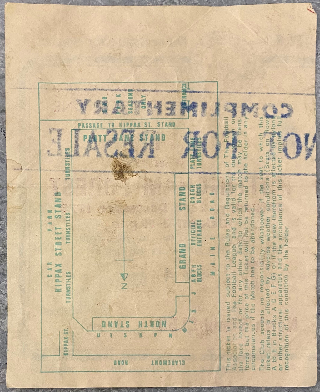 1978/79 ORIGINAL DIVISION 1 TICKET MANCHESTER CITY V NOTTINGHAM FOREST