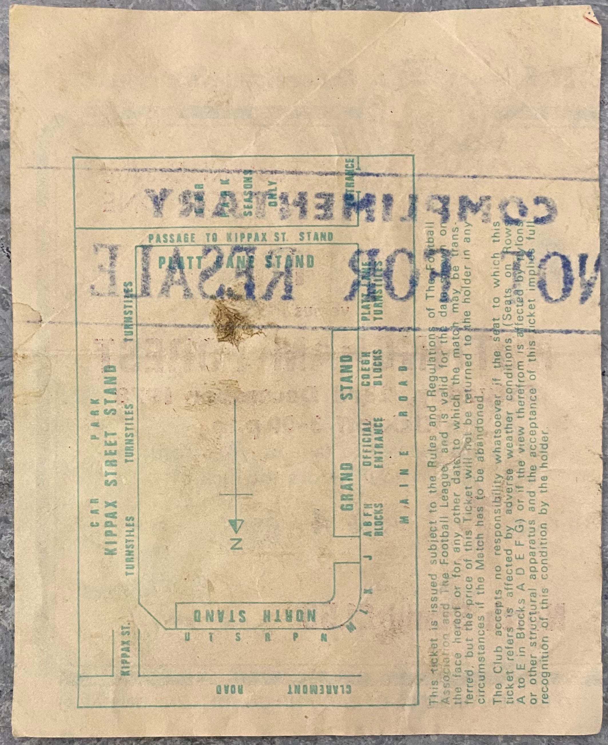 1978/79 ORIGINAL DIVISION 1 TICKET MANCHESTER CITY V NOTTINGHAM FOREST