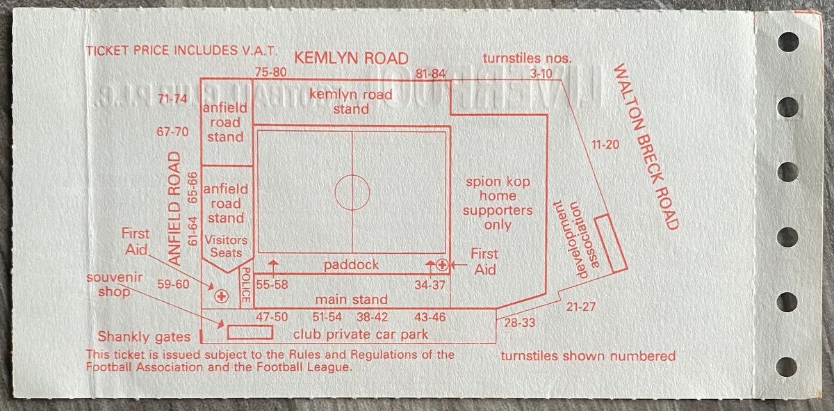 1991/92 ORIGINAL DIVISION 1 TICKET LIVERPOOL V OLDHAM ATHLETIC