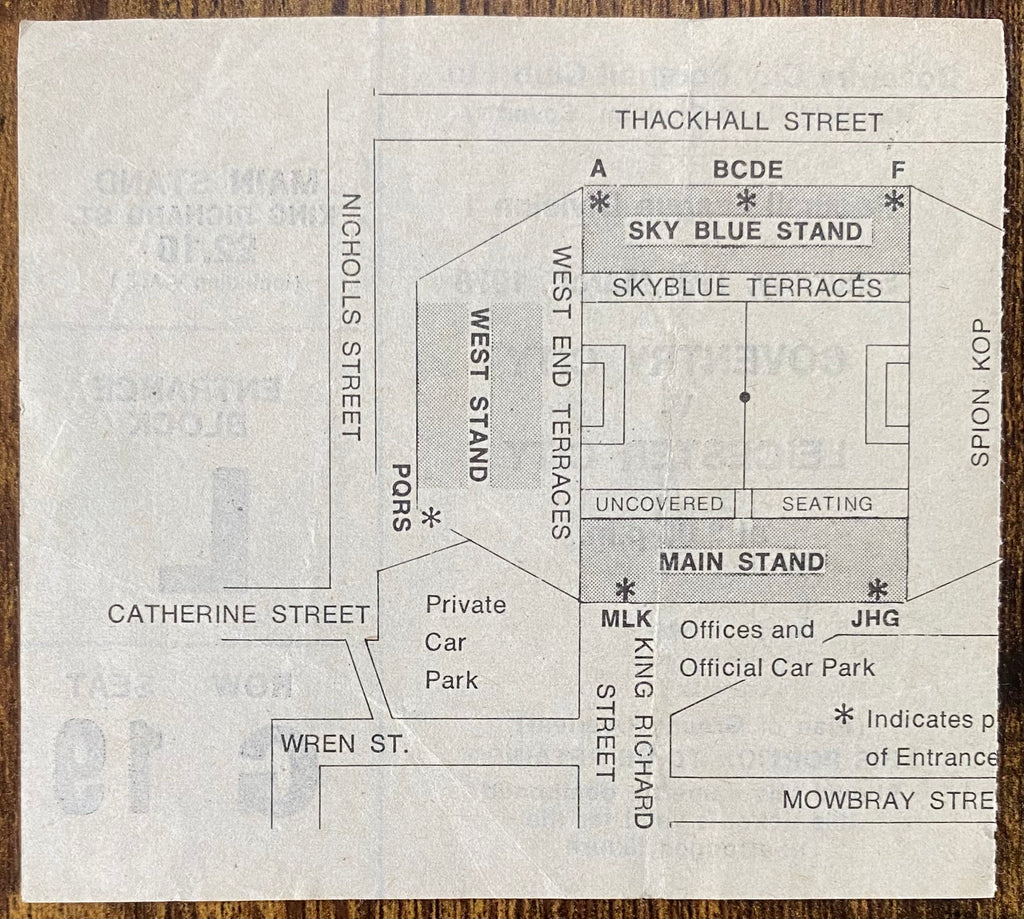 1977/78 ORIGINAL DIVISION 1 TICKET COVENTRY CITY V LEICESTER CITY