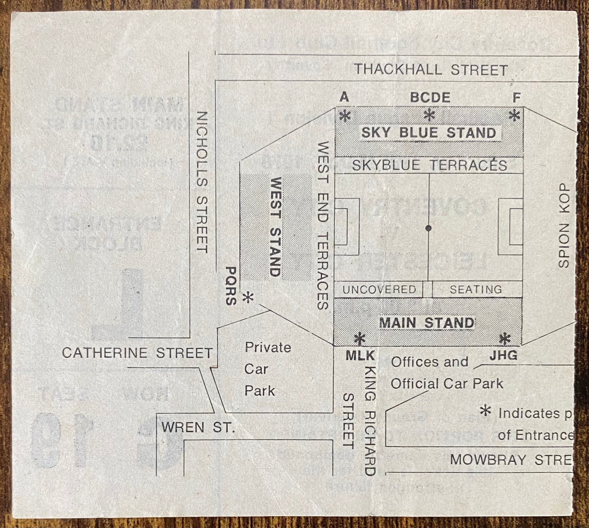 1977/78 ORIGINAL DIVISION 1 TICKET COVENTRY CITY V LEICESTER CITY