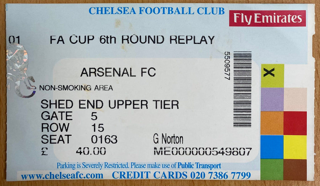 2002/03 ORIGINAL FA CUP 6TH ROUND TICKET CHELSEA V ARSENAL
