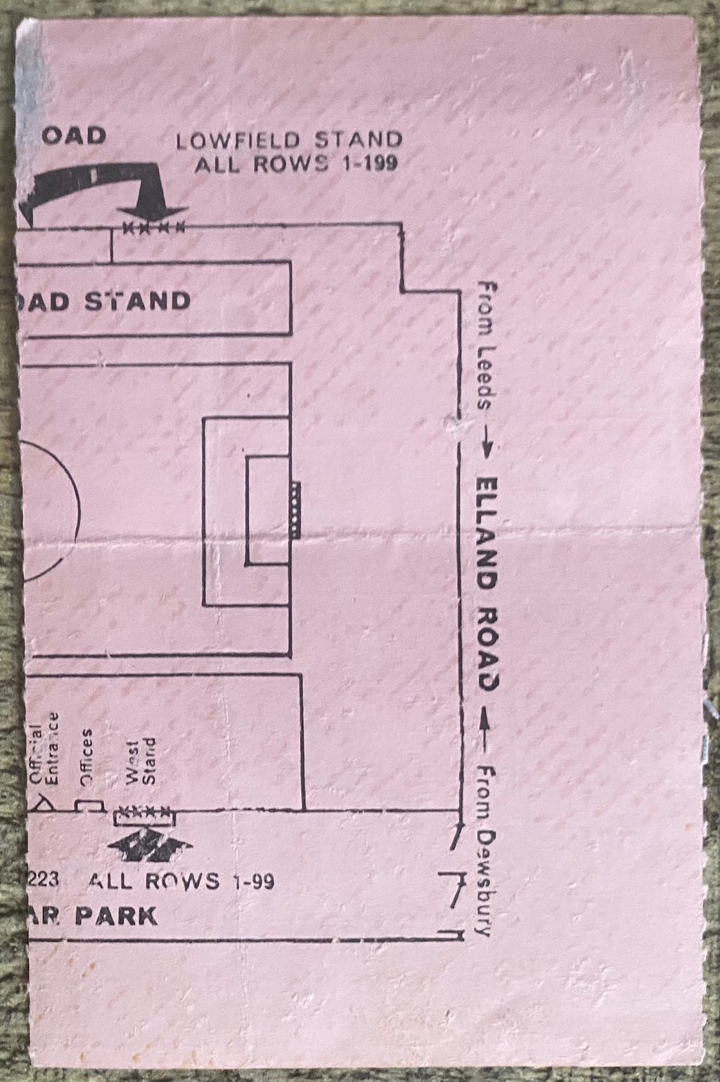 1965/66 ORIGINAL INTER-CITIES FAIRS CUP 2ND ROUND 2ND LEG TICKET LEEDS UNITED V SC LEIPZIG