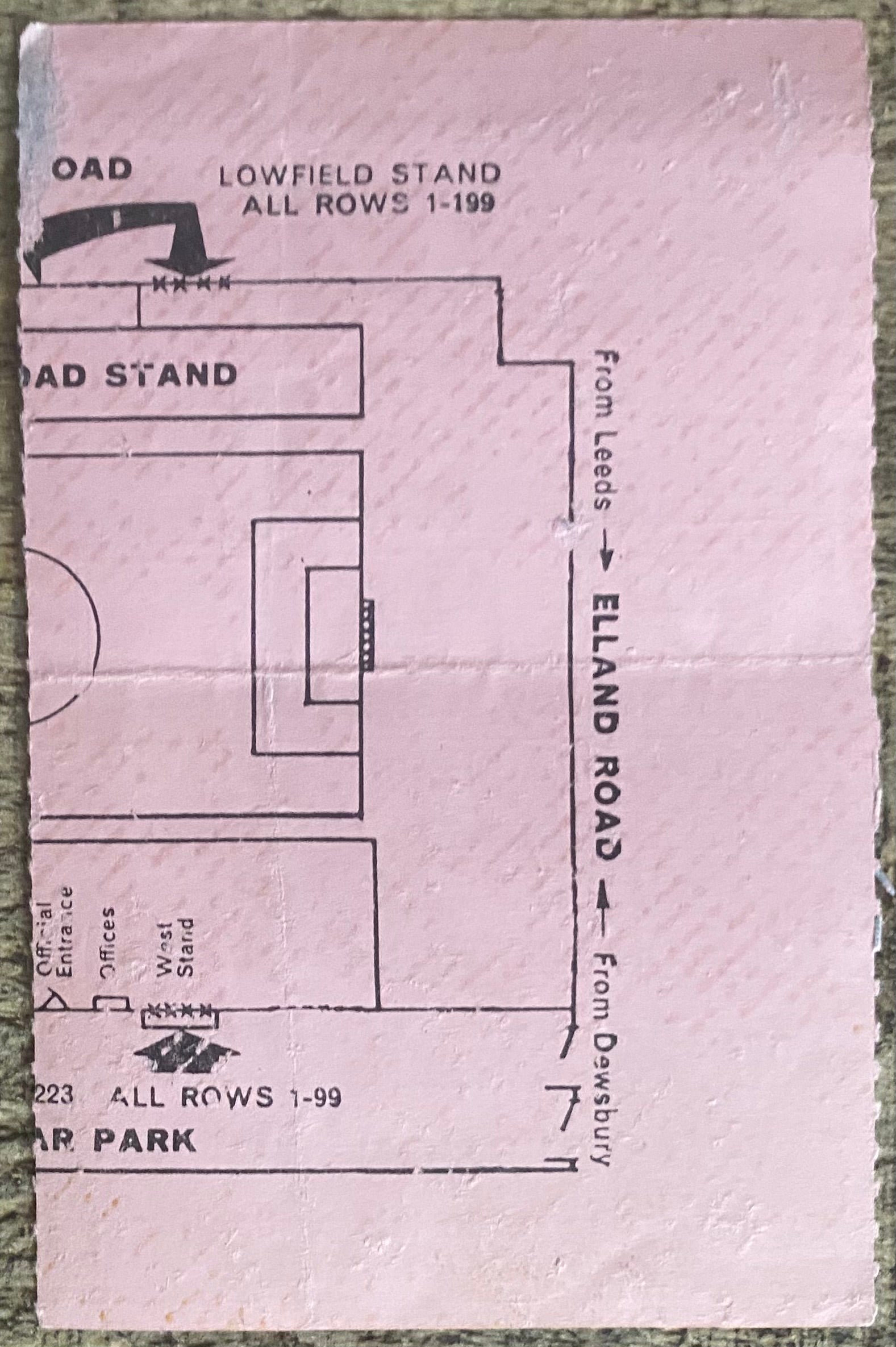 1965/66 ORIGINAL INTER-CITIES FAIRS CUP 2ND ROUND 2ND LEG TICKET LEEDS UNITED V SC LEIPZIG