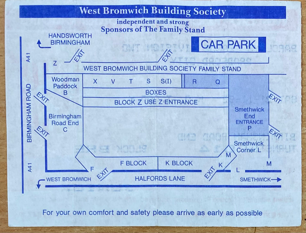 1992/93 ORIGINAL DIVISION 2 TICKET WEST BROMWICH ALBION V BRADFORD CITY