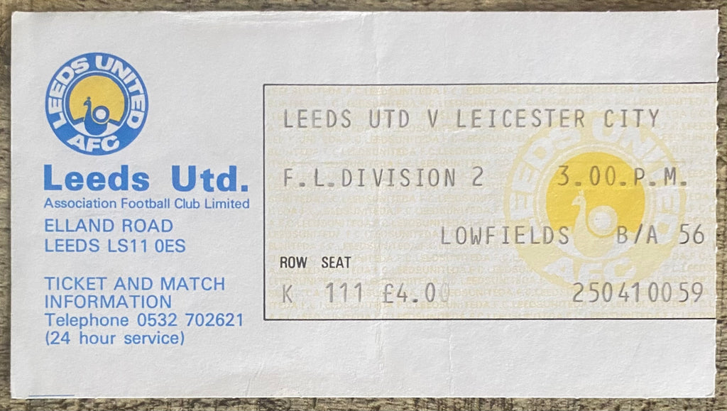 1982/83 ORIGINAL DIVISION TWO TICKET LEEDS UNITED V LEICESTER CITY