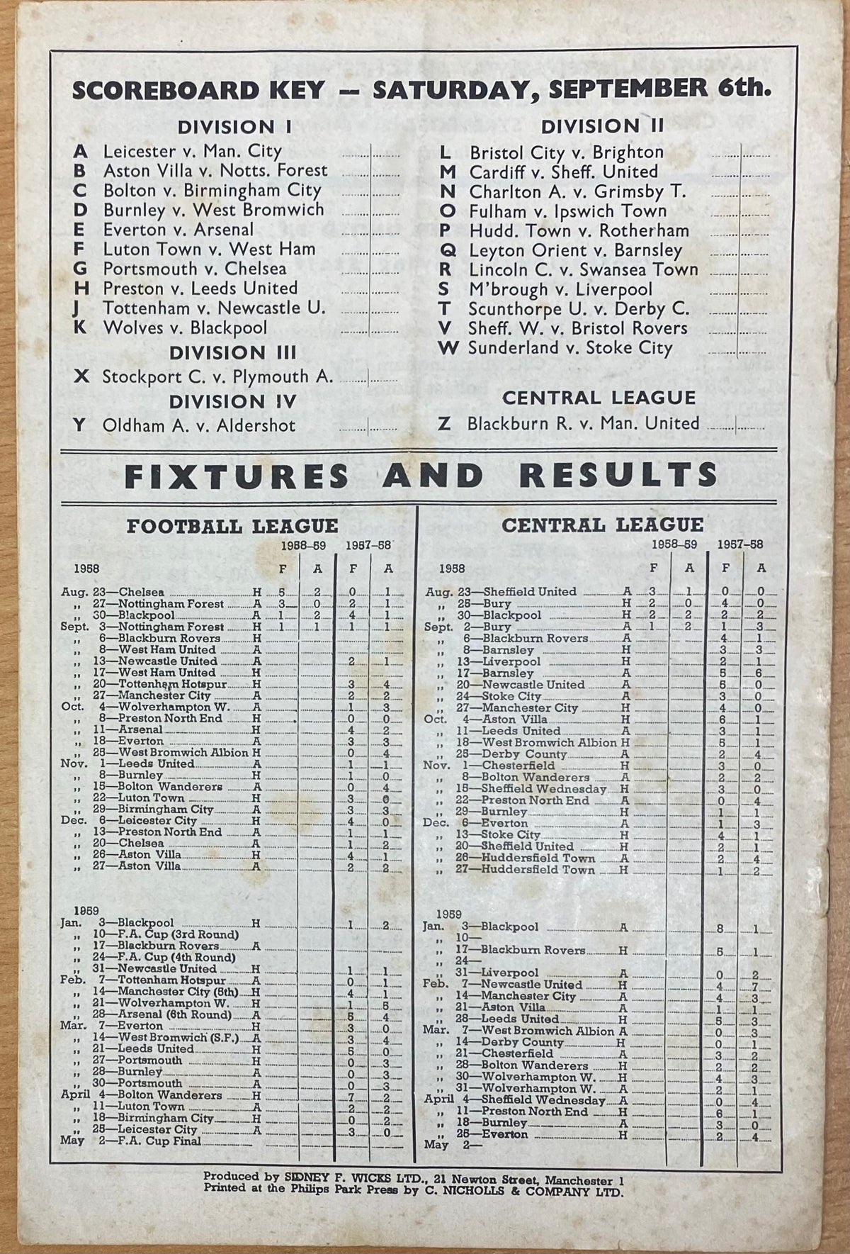 1958/59 ORIGINAL DIVISION ONE PROGRAMME MANCHESTER UNITED V BLACKBURN ROVERS