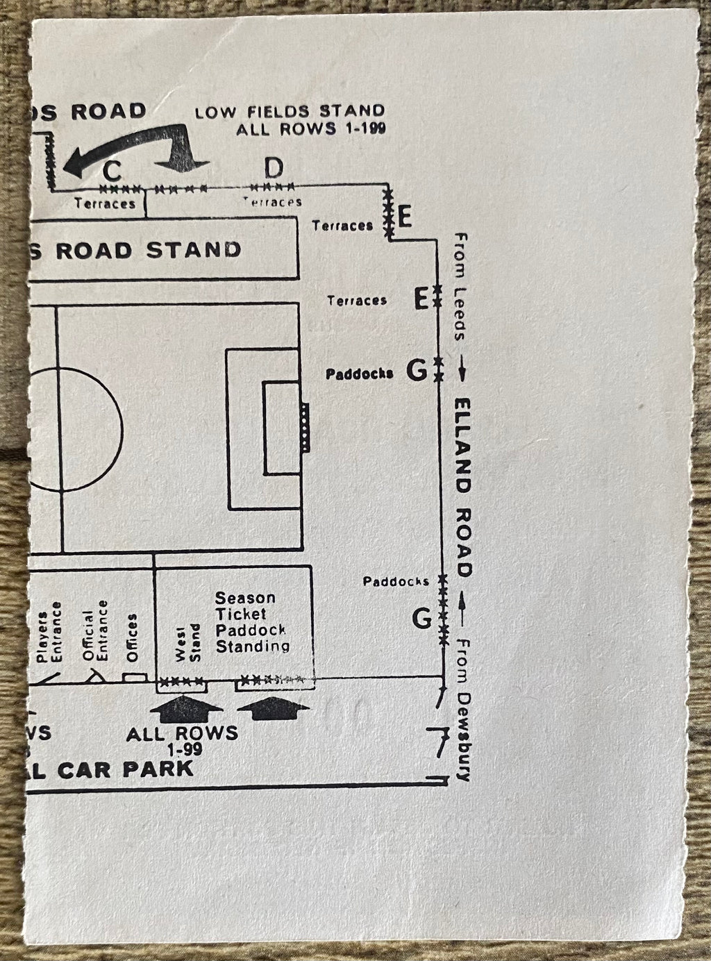 1971/72 ORIGINAL DIVISION ONE TICKET LEEDS UNITED V DERBY COUNTY