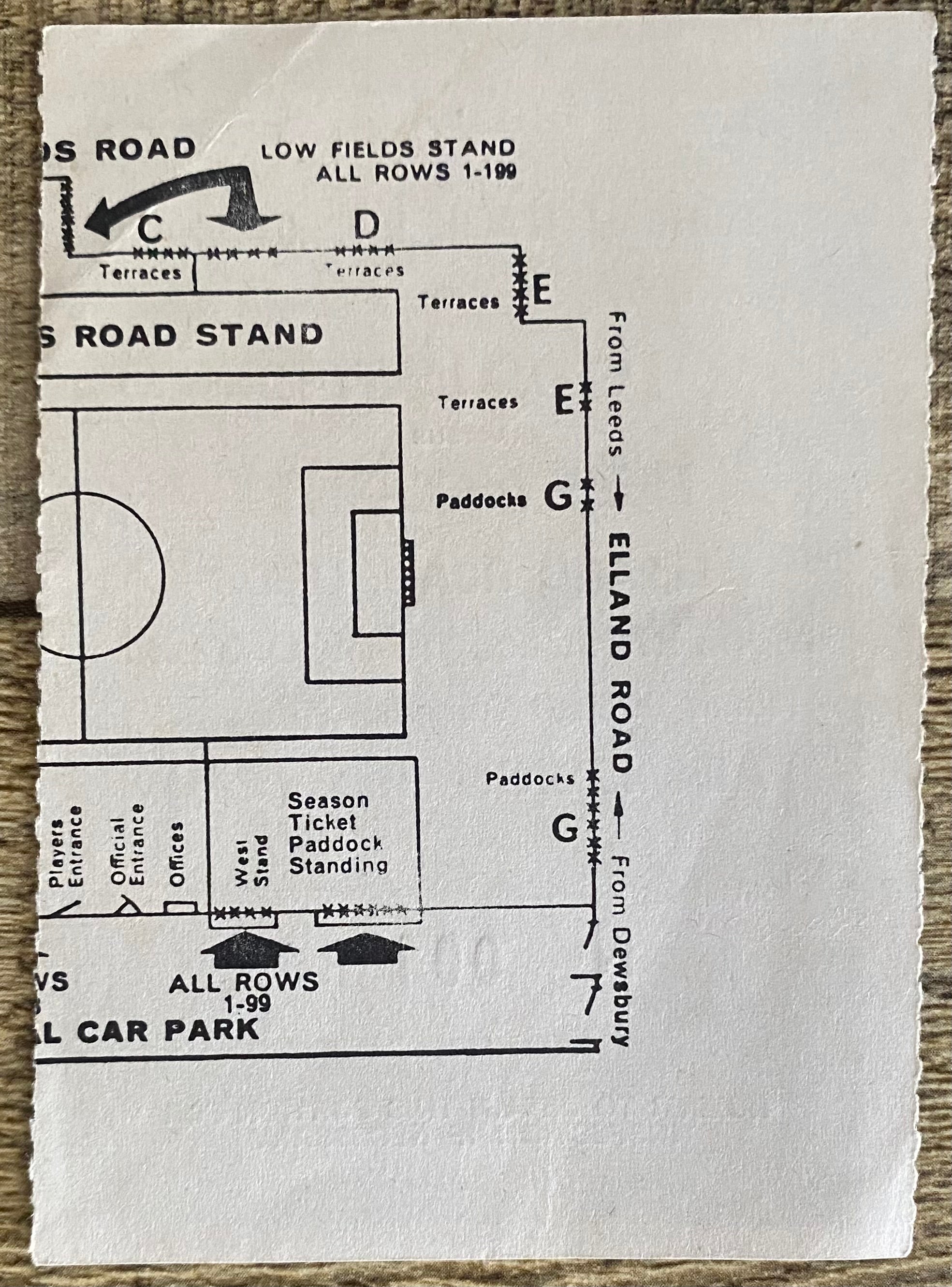 1971/72 ORIGINAL DIVISION ONE TICKET LEEDS UNITED V DERBY COUNTY