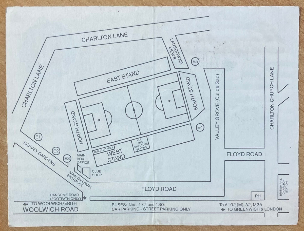 1993/94 ORIGINAL DIVISION 1 TICKET CHARLTON ATHLETIC V BARNSLEY