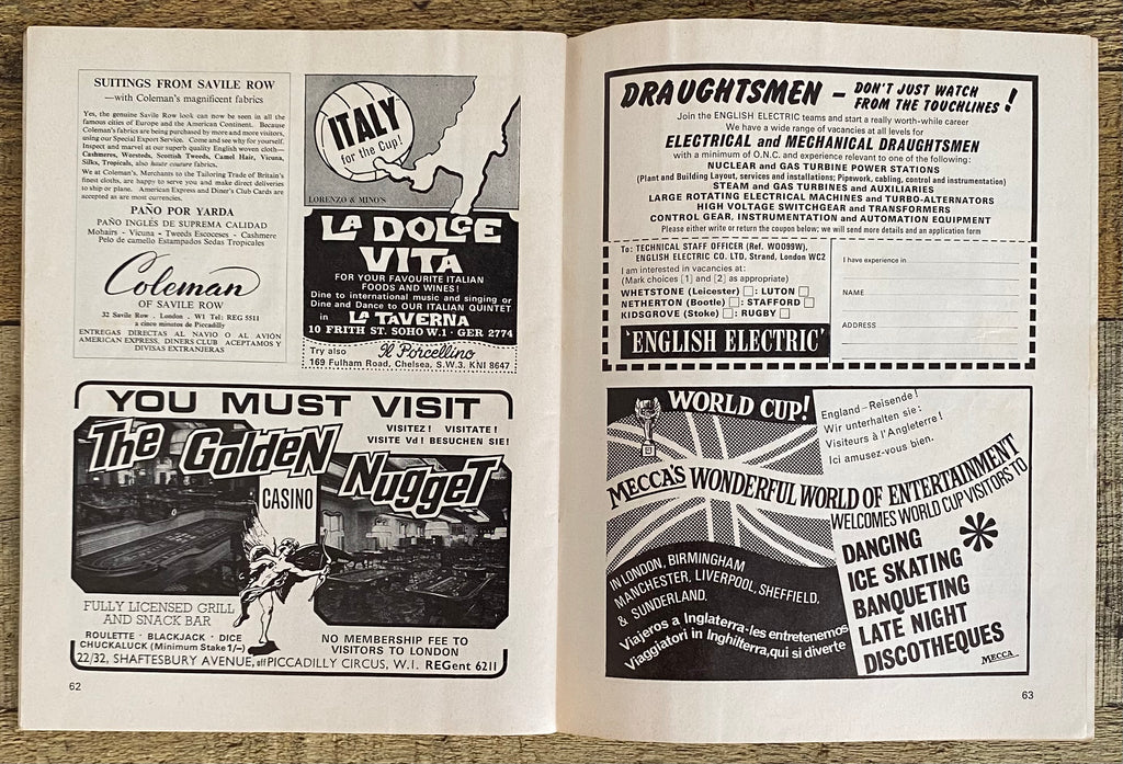 1966 WORLD CUP ORIGINAL OFFICIAL FINAL PROGRAMME ENGLAND V WEST GERMANY