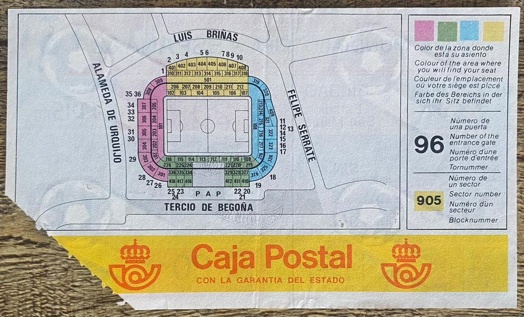 1982 ORIGINAL WORLD CUP 1ST ROUND TICKET ENGLAND V CZECHOSLOVAKIA @ BILBAO