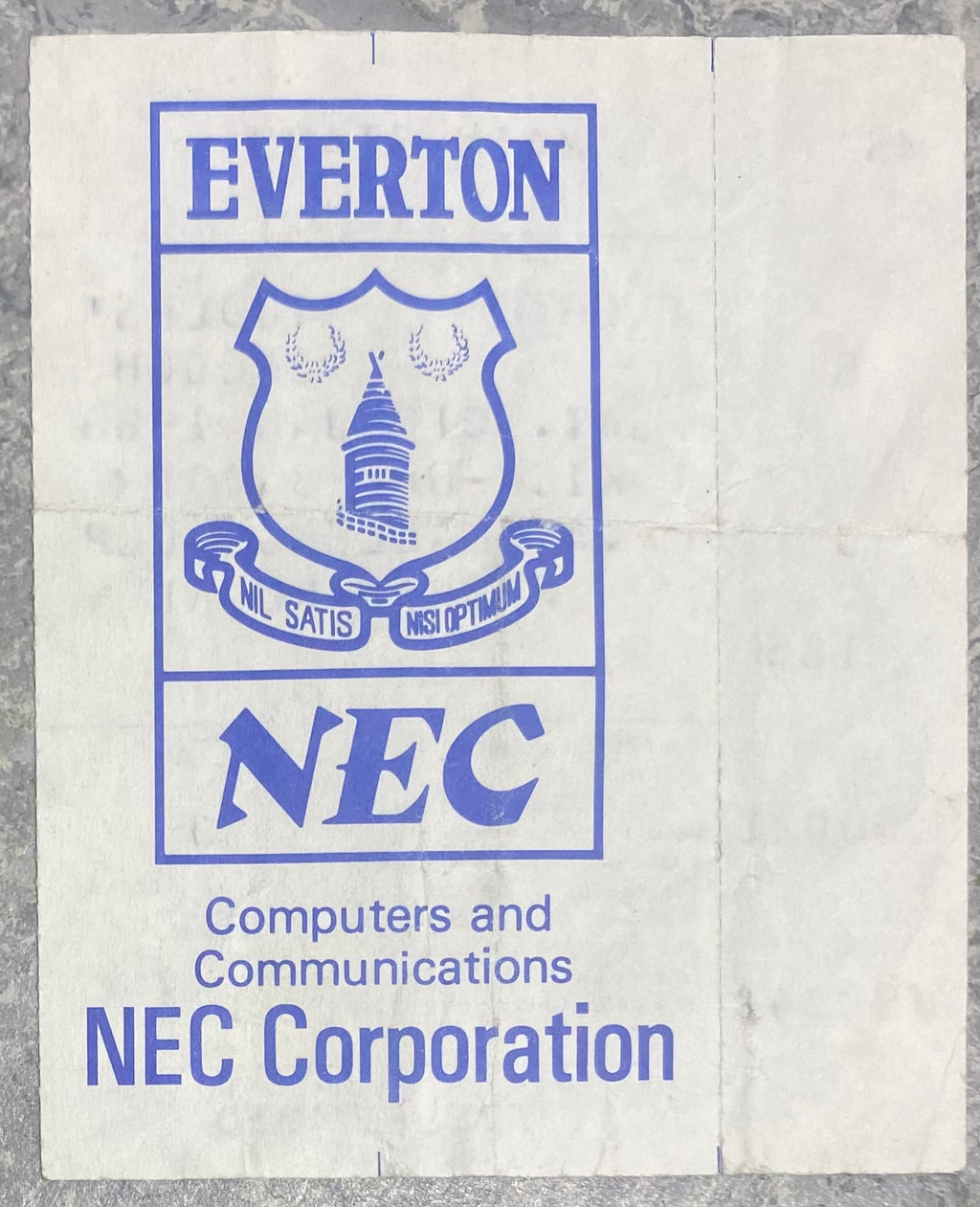 1987/88 ORIGINAL FA CUP 4TH ROUND  TICKET  EVERTON V MIDDLESBROUGH