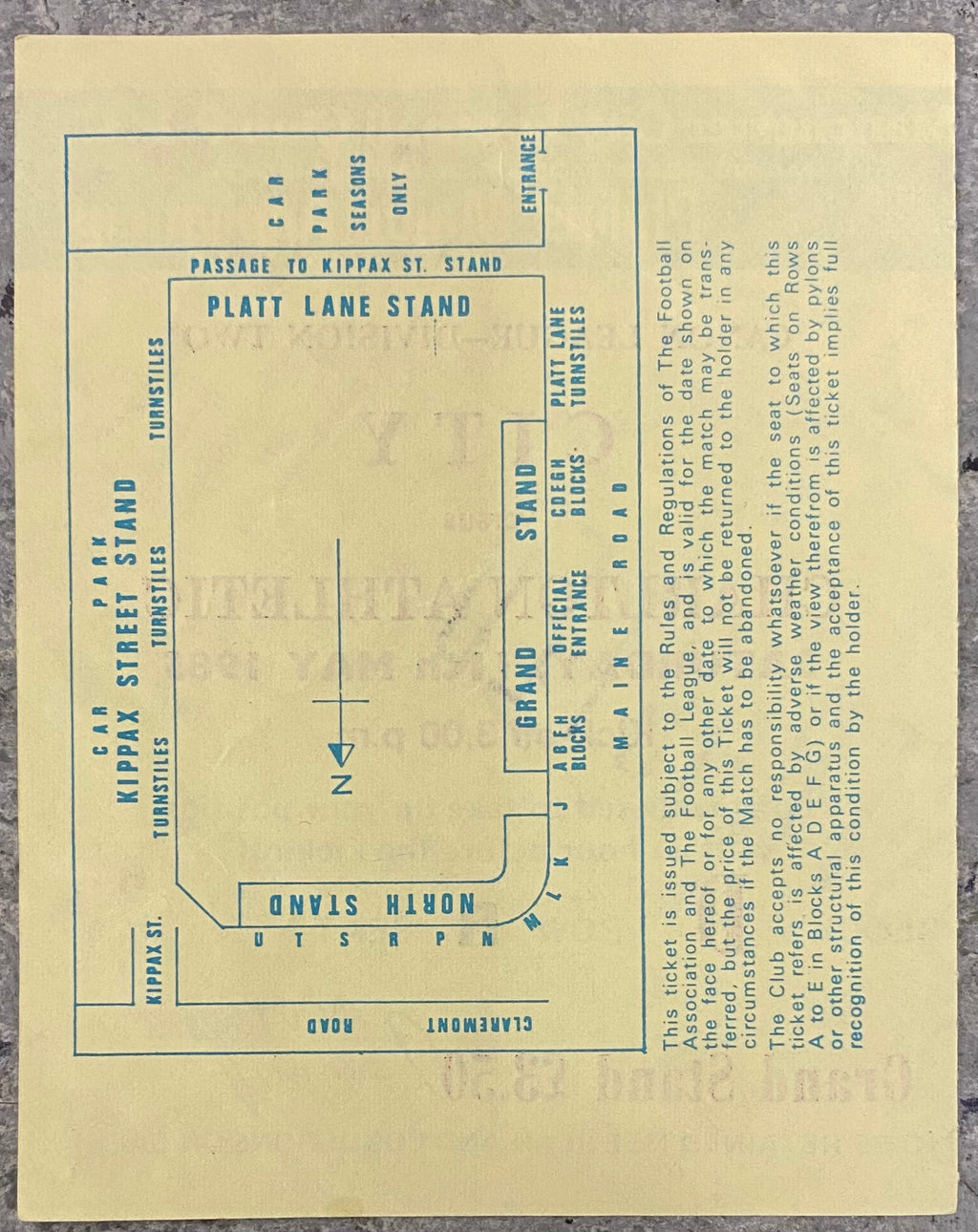 1984/85 ORIGINAL DIVISION 2 TICKET MANCHESTER CITY V CHARLTON ATHLETIC