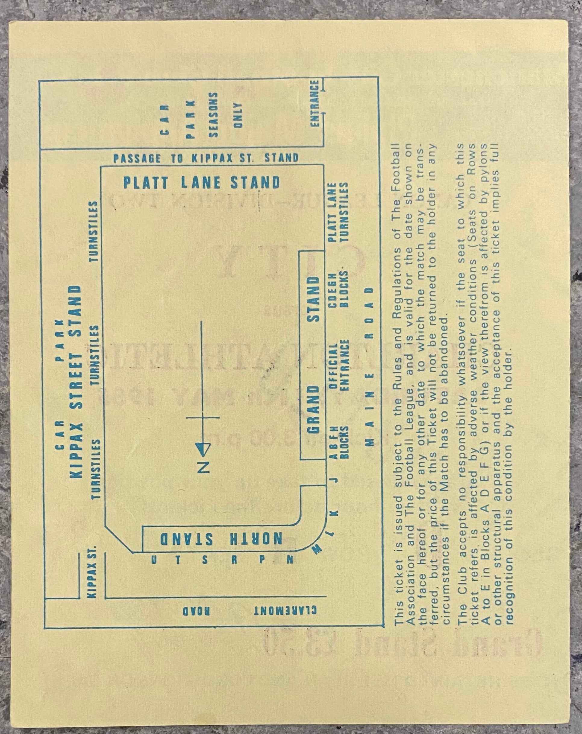 1984/85 ORIGINAL DIVISION 2 TICKET MANCHESTER CITY V CHARLTON ATHLETIC