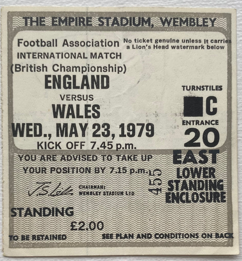 1979 ORIGINAL BRITISH HOME INTERNATIONAL CHAMPIONSHIPS TICKET ENGLAND V WALES