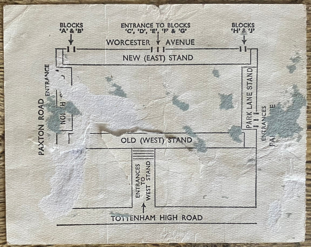 1966/67 ORIGINAL DIVISION ONE TICKET TOTTENHAM HOTSPUR V SHEFFIELD UNITED