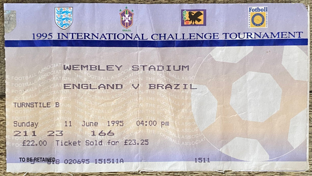 1995 ORIGINAL INTERNATIONAL TICKET ENGLAND V BRAZIL