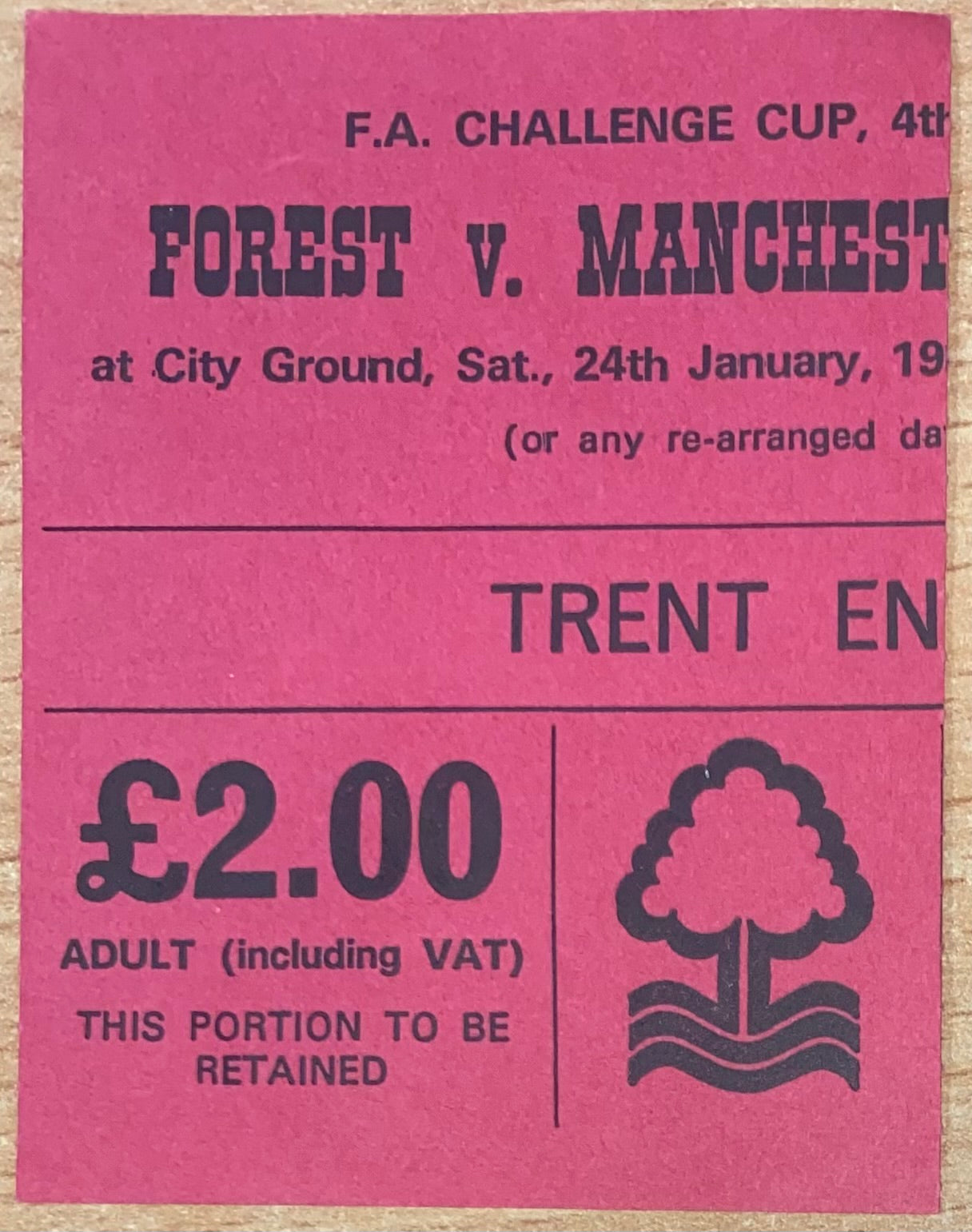 1980/81 ORIGINAL FA CUP 4TH ROUND TICKET NOTTINGHAM FOREST V MANCHESTER UNITED