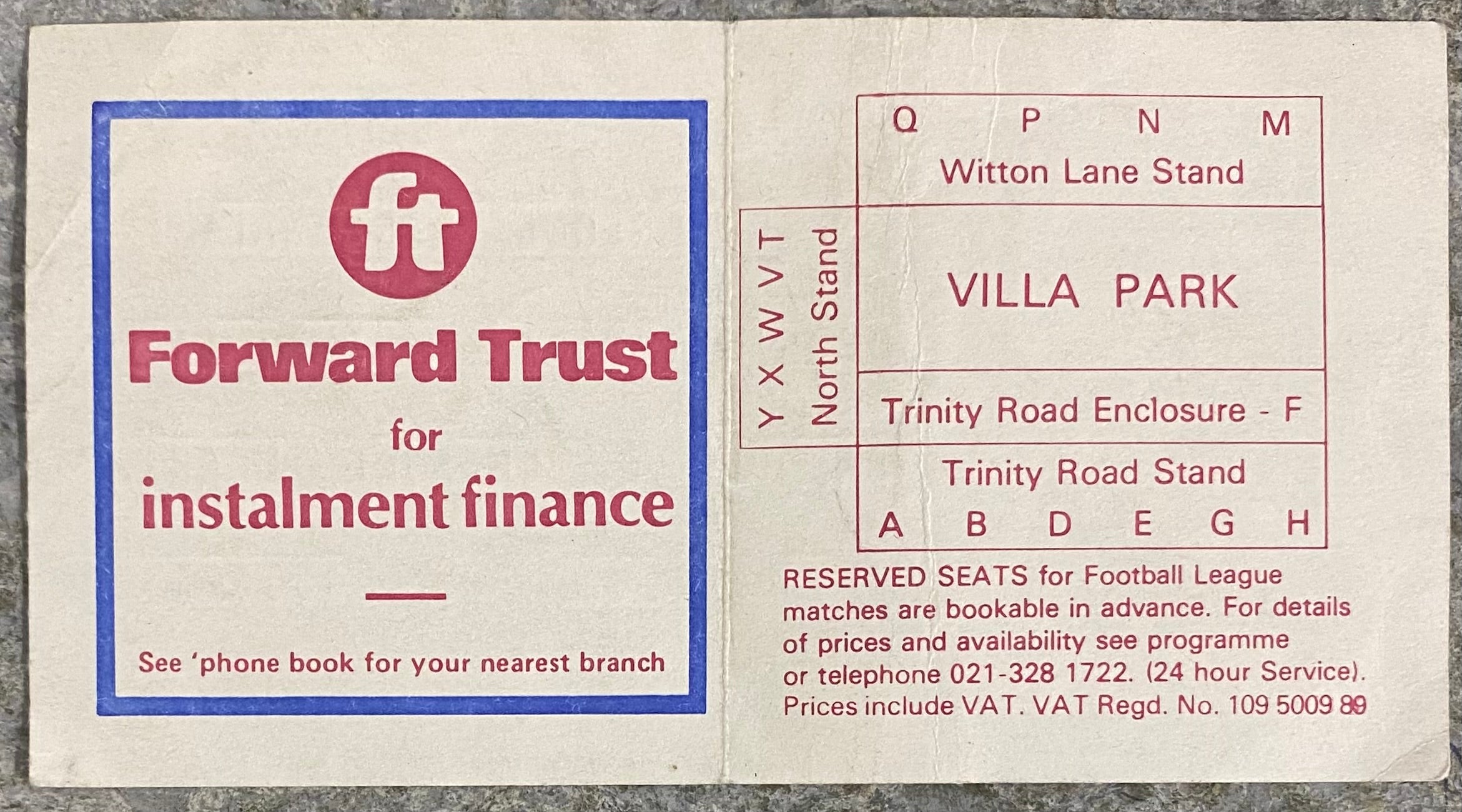 1980 ORIGINAL FA CUP SEMI FINAL REPLAY TICKET LIVERPOOL V ARSENAL @VILLA PARK