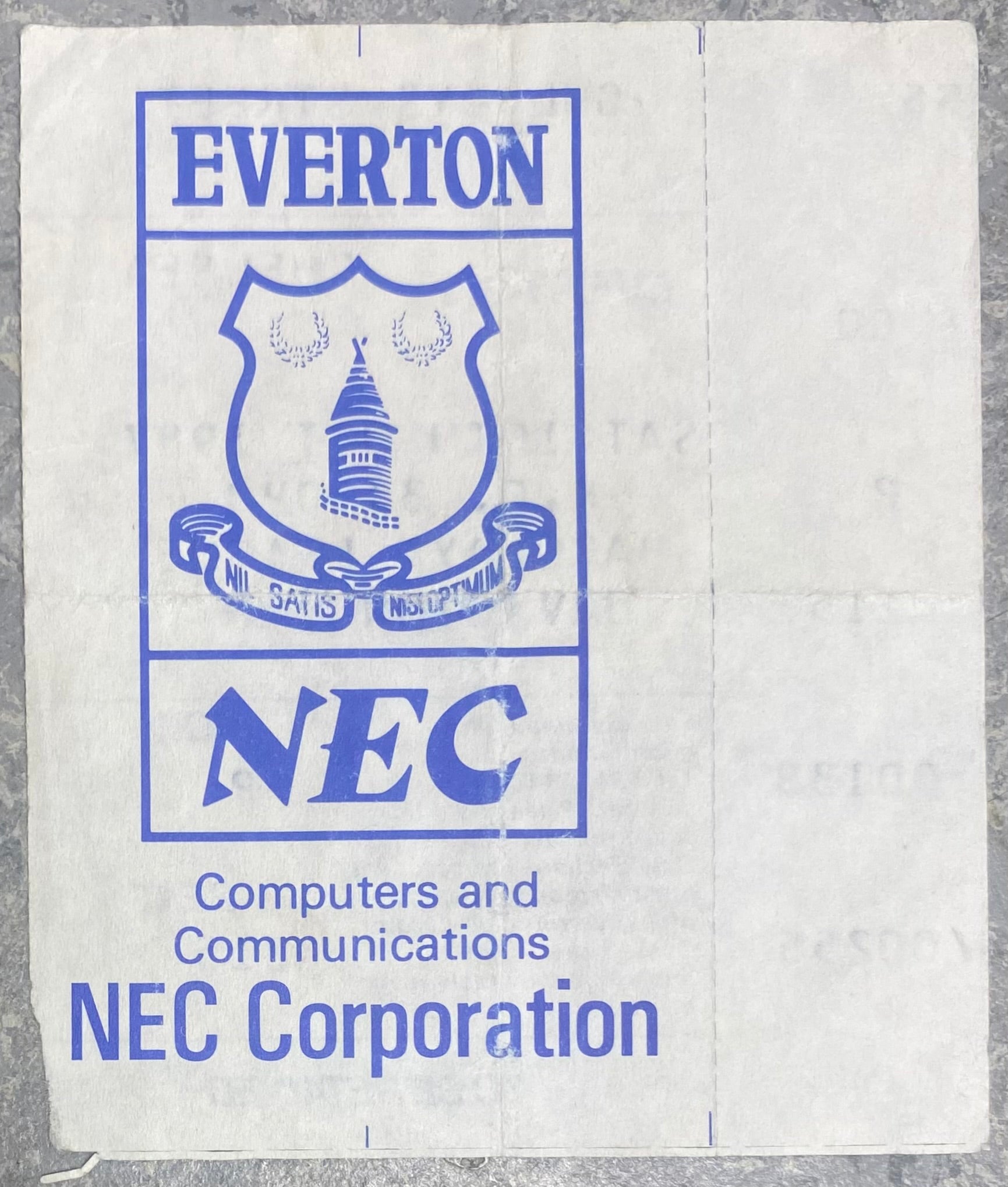 1987/88 ORIGINAL DIVISION ONE TICKET EVERTON V CHELSEA