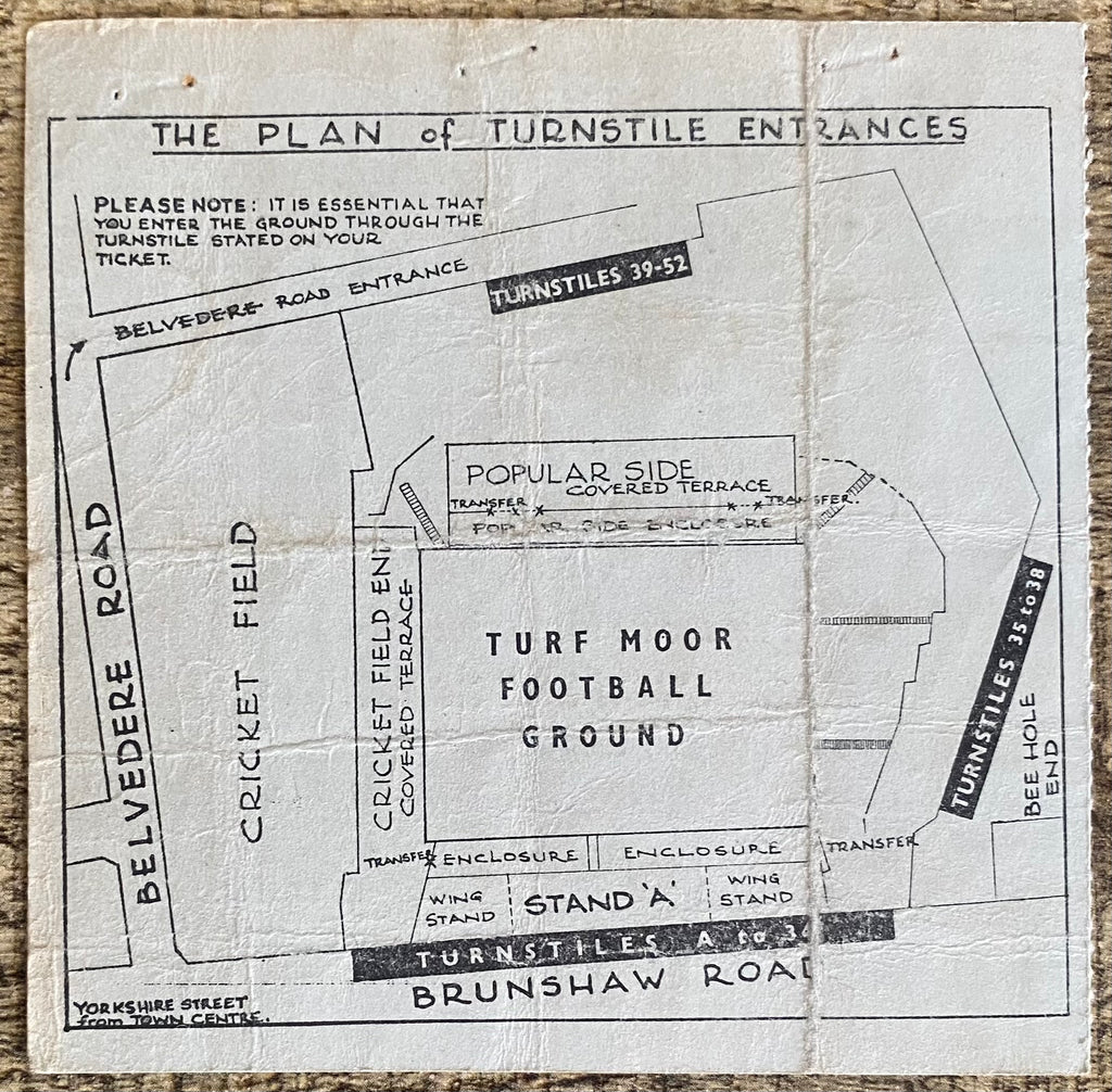 1963/64 ORIGINAL FA CUP 4TH ROUND TICKET BURNLEY V NEWPORT COUNTY
