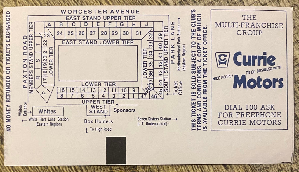 1994/95 ORIGINAL FA PREMIERSHIP TICKET TOTTENHAM HOTSPUR V ARSENAL