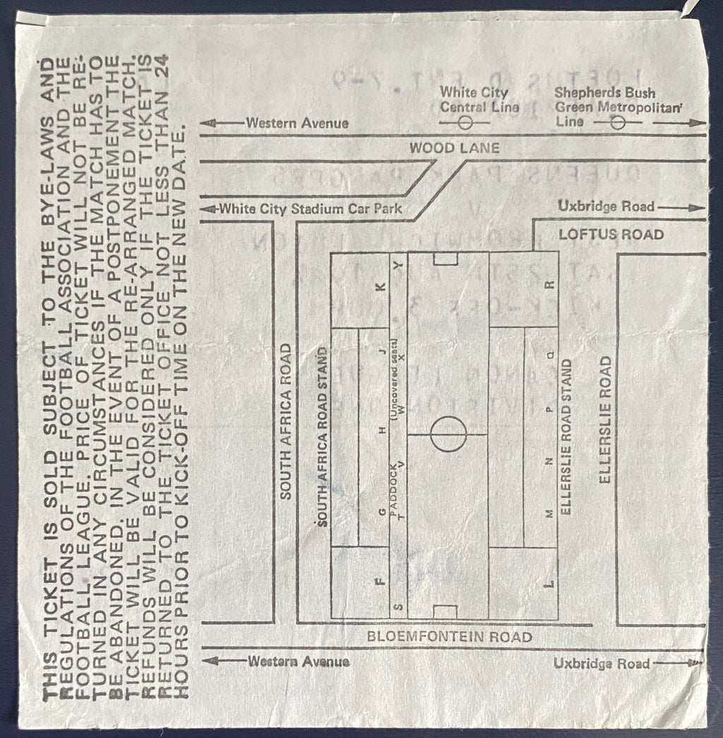 1984/85 ORIGINAL DIVISION 1 TICKET QUEENS PARK RANGERS V WEST BROMWICH ALBION