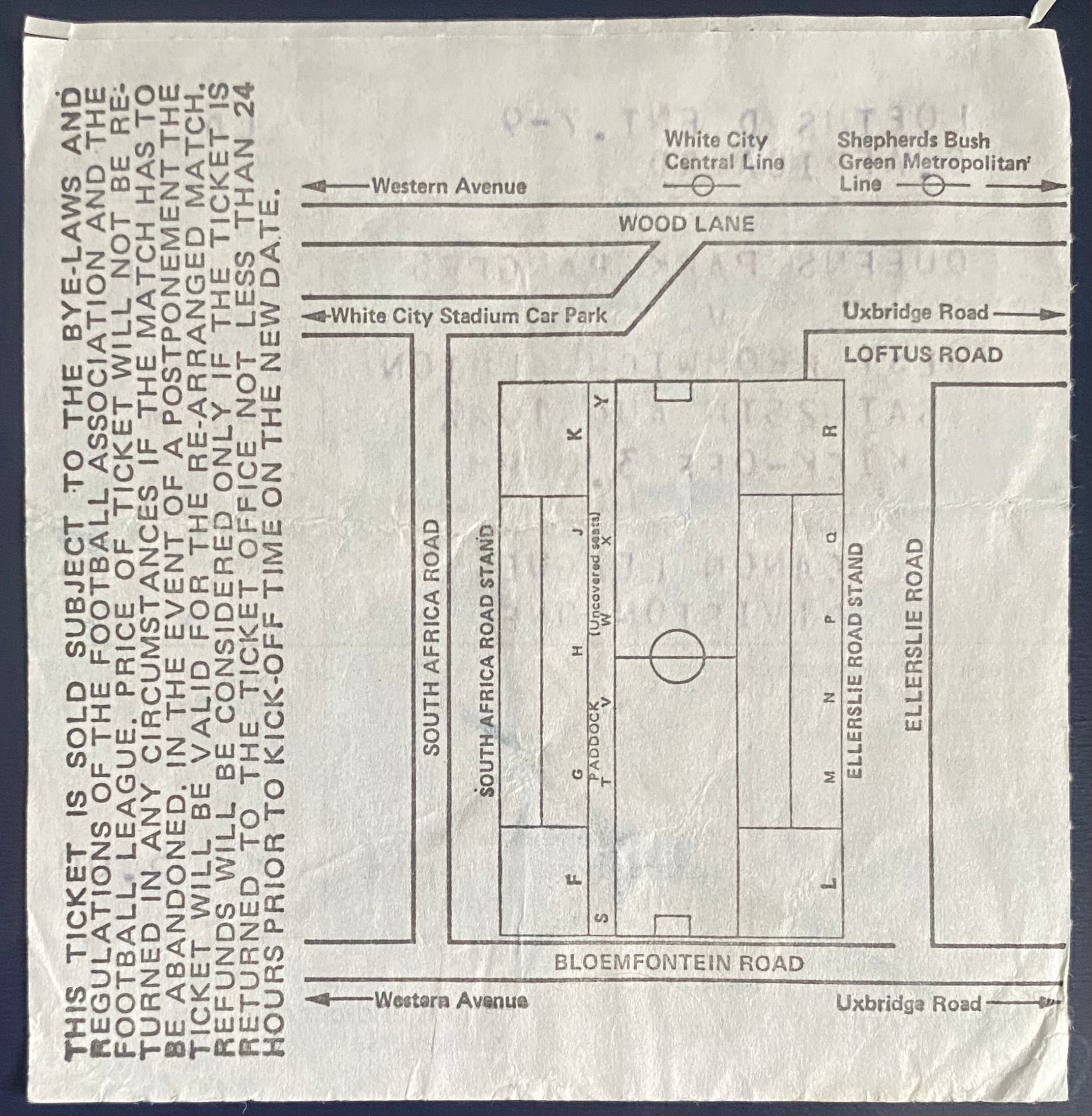 1984/85 ORIGINAL DIVISION 1 TICKET QUEENS PARK RANGERS V WEST BROMWICH ALBION